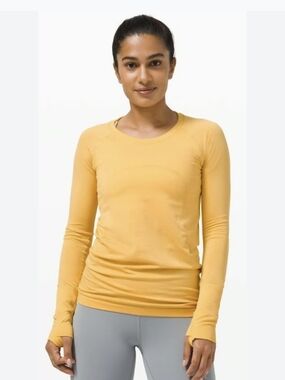 Lululemon Women’s Long Sleeve Athletic Top Yellow Size 10 Thumbholes Activewear